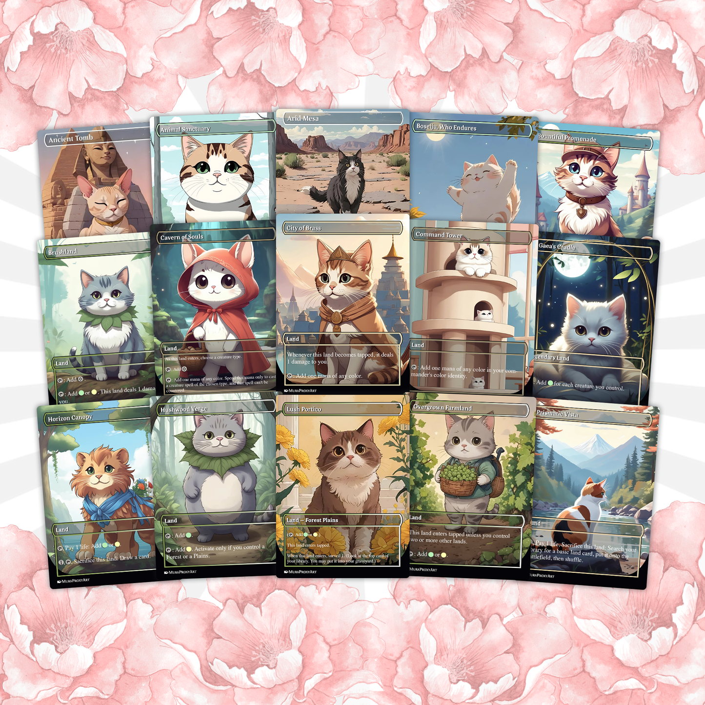 Arahbo Cat Tribal Proxy Commander Deck, 100 Cards + 14 Free Tokens | Cute Custom Full Art | MuraProxyArt