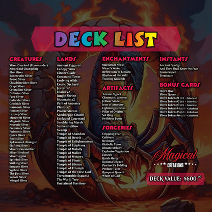 S.l.i.v.e.r Tribal Commander Deck - High Quality MTG Proxies for Commander EDH, Full 100 Card Ready to Play Deck with Custom Art + 8 Bonus Cards