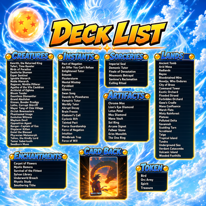 Dragon Ball Commander Deck • Dragon Ball Proxy Deck • M.t.g Commander Deck • Custom M.T.G card • Magic Proxies • Son Goku • M.t.g Deck Box