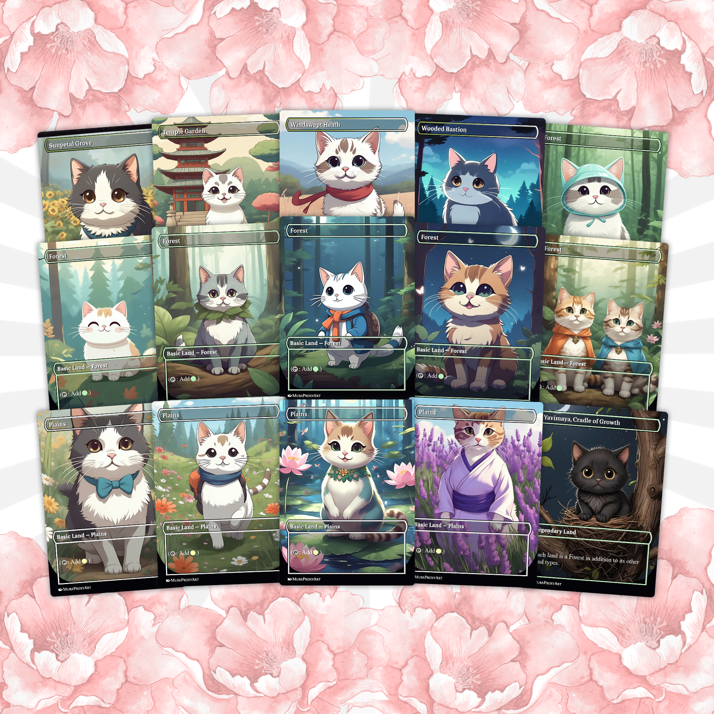 Arahbo Cat Tribal Proxy Commander Deck, 100 Cards + 14 Free Tokens | Cute Custom Full Art | MuraProxyArt