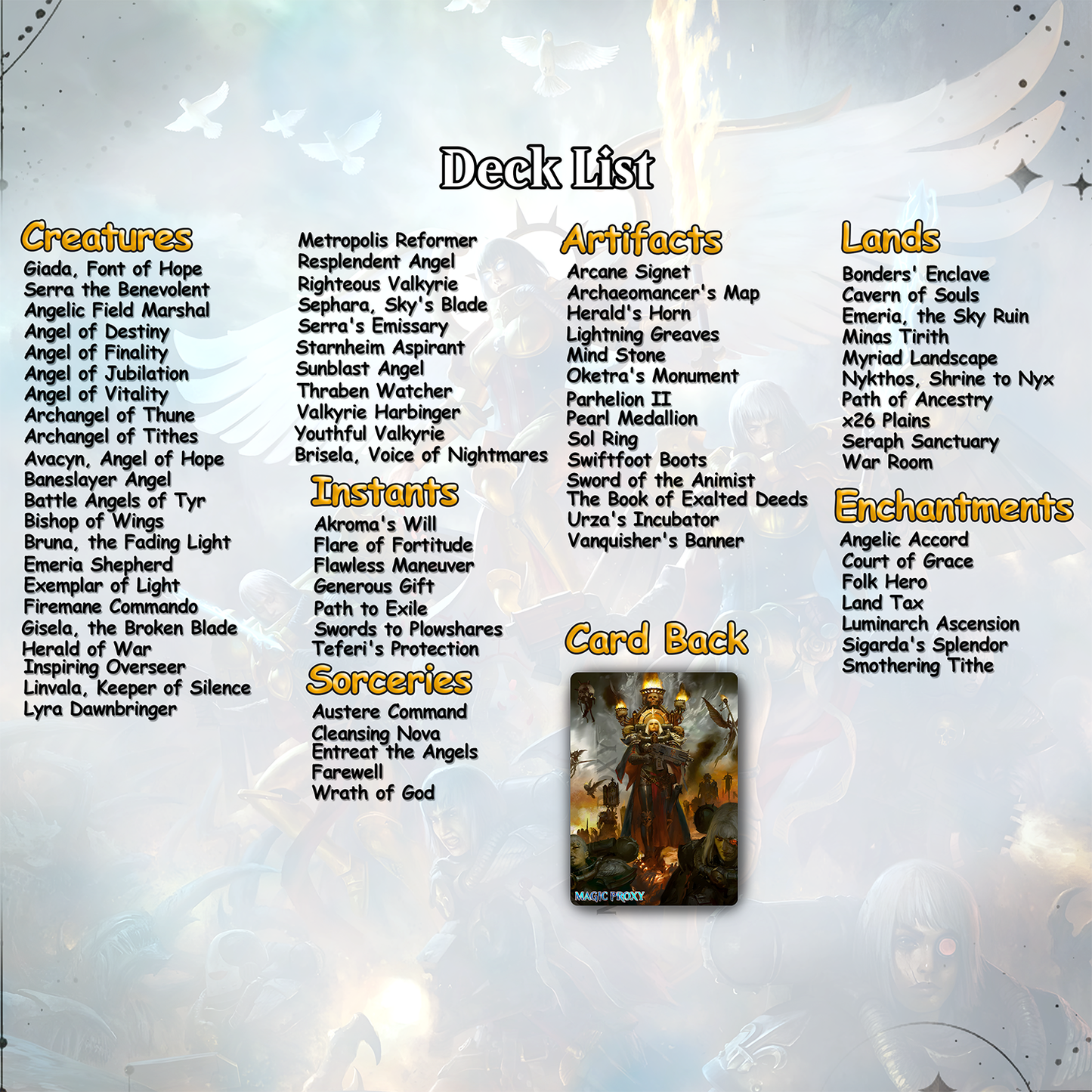 Heaven’s Wrath cEDH Deck - Heaven’s Wrath Magic Commander - Magic Proxy Deck with 160+ Unique Cards - Custom Cards MTG Proxy for Casual Play