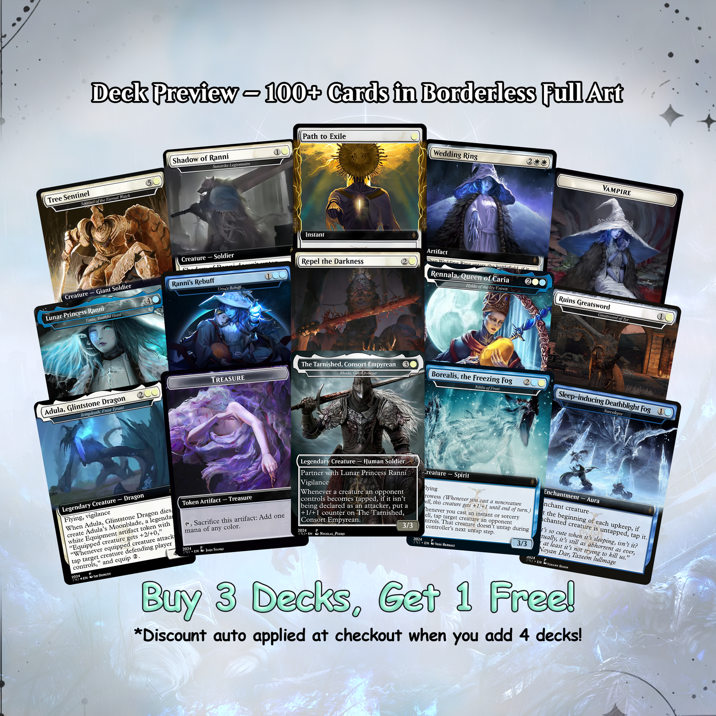 Elden Ring Commander | Dual-Commander Azorius Control Voltron | 100+ Custom Proxy Cards