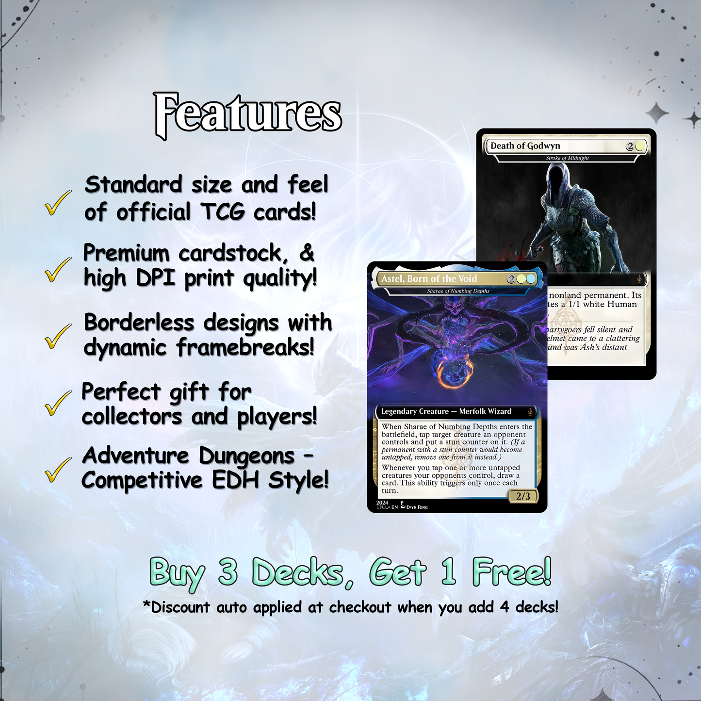 Elden Ring Commander | Dual-Commander Azorius Control Voltron | 100+ Custom Proxy Cards