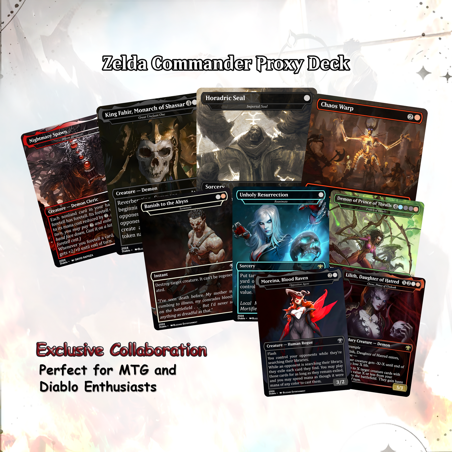 Diablo Themed Commander Deck Proxies, Demon Tribal/Reanimation, High Quality Custom Card Proxy