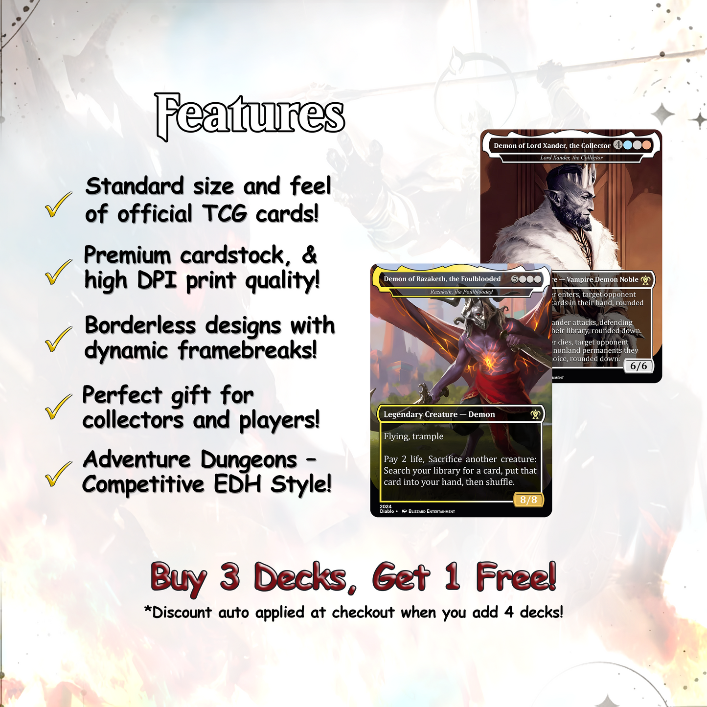 Diablo Themed Commander Deck Proxies, Demon Tribal/Reanimation, High Quality Custom Card Proxy