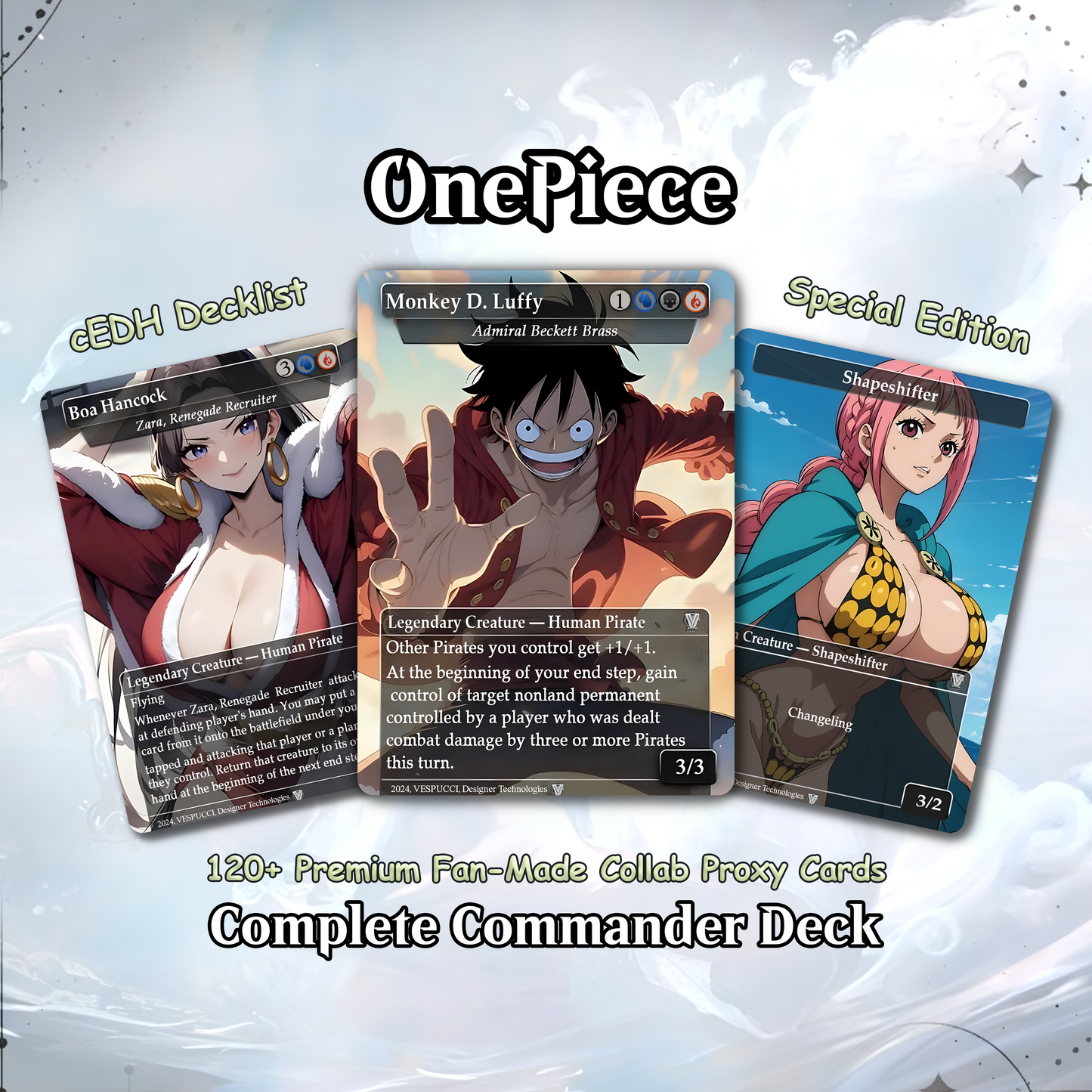 Complete Anime Pirate Tribal Deck, Custom Gift EDH Deck, Custom A.n.i.m.e O.P Pirate Deck, Treasure Tokens, A.d.m.i.r.a.l B.r.a.s.s Unsinkable