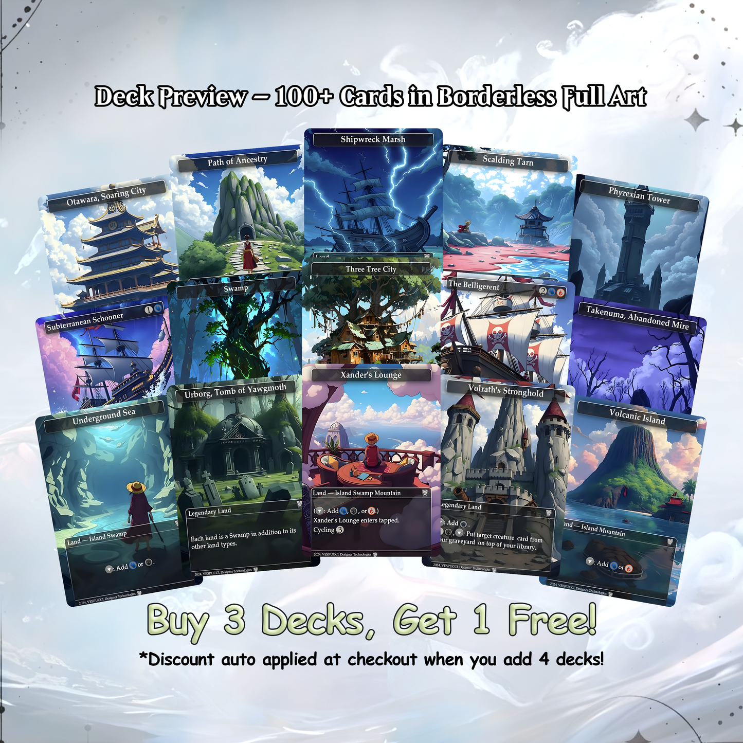 Complete Anime Pirate Tribal Deck, Custom Gift EDH Deck, Custom A.n.i.m.e O.P Pirate Deck, Treasure Tokens, A.d.m.i.r.a.l B.r.a.s.s Unsinkable