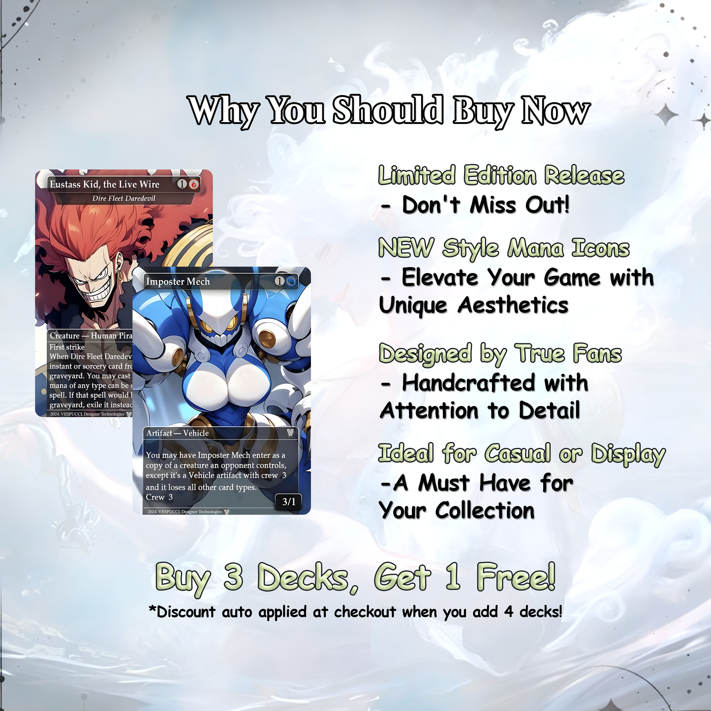 Complete Anime Pirate Tribal Deck, Custom Gift EDH Deck, Custom A.n.i.m.e O.P Pirate Deck, Treasure Tokens, A.d.m.i.r.a.l B.r.a.s.s Unsinkable