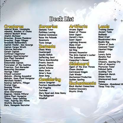 Complete Anime Pirate Tribal Deck, Custom Gift EDH Deck, Custom A.n.i.m.e O.P Pirate Deck, Treasure Tokens, A.d.m.i.r.a.l B.r.a.s.s Unsinkable