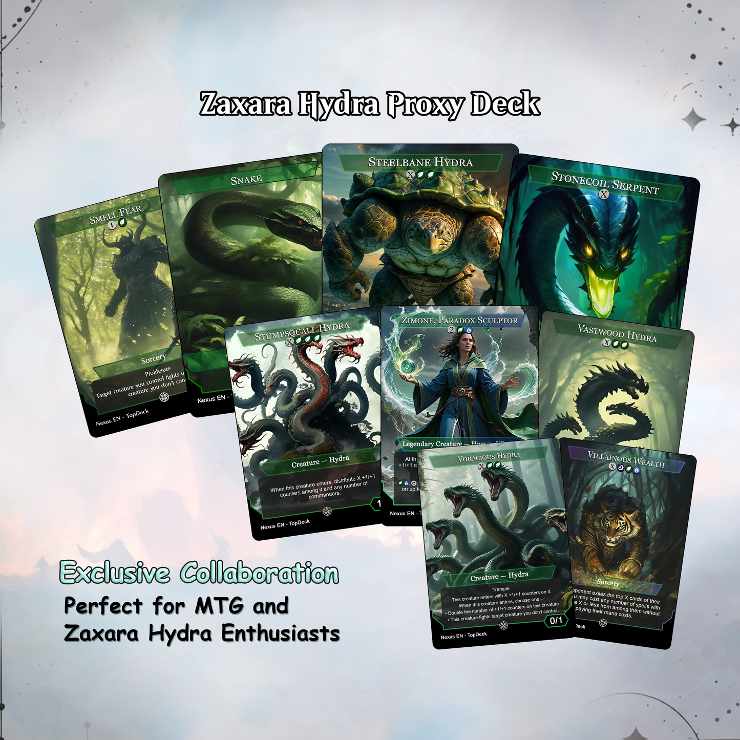Zaxara Hydra - Commander EDH Deck - With Tokens - MTG Full Proxy Deck, Altered Cards cEDH