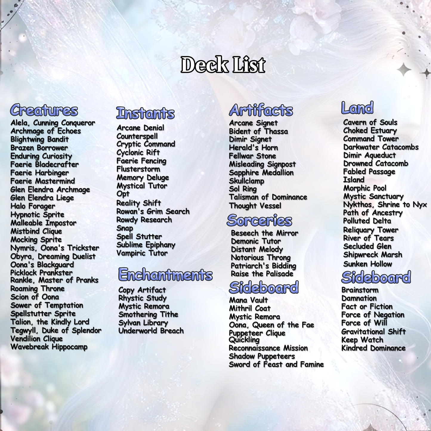 Alela Faeries Anime Waifu Proxy Commander Deck Special Edition Custom EDH Deck English High Quality Cards