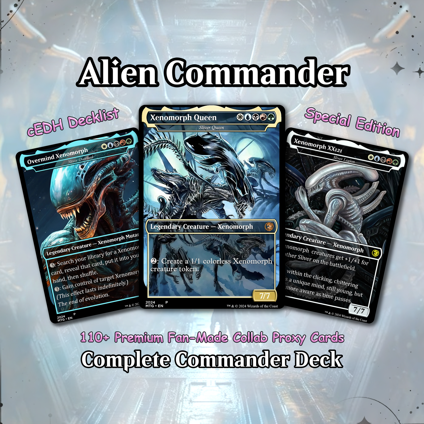 Alien Commander Deck • Alien Mtg Proxy Deck • Mtg Commander Deck • Custom MTG card • Magic The Gathering • Mtg Proxy Commander