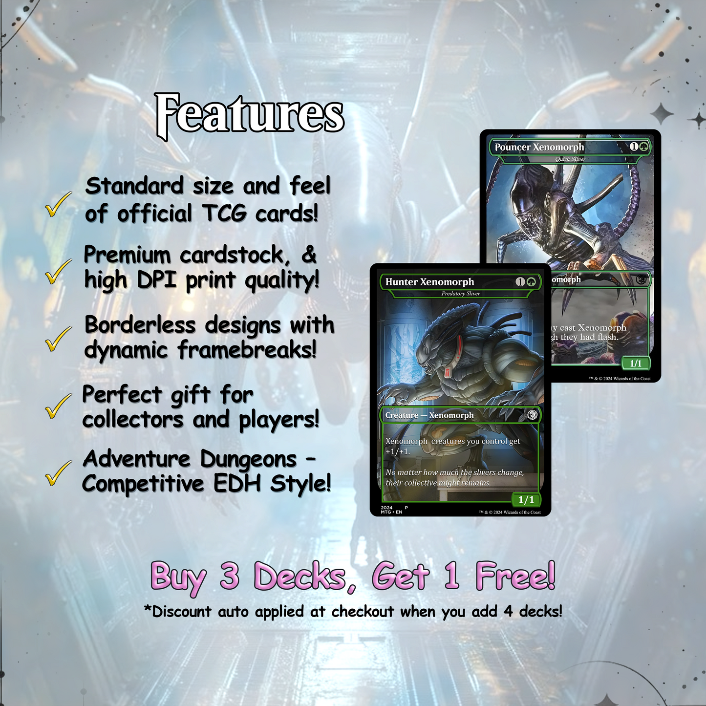Alien Commander Deck • Alien Mtg Proxy Deck • Mtg Commander Deck • Custom MTG card • Magic The Gathering • Mtg Proxy Commander