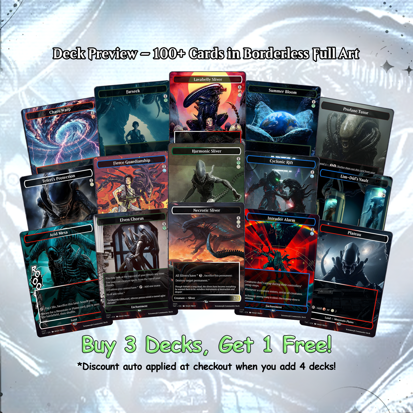 Alien Commander cEDH Deck - Alien Commander Magic Commander - Magic Proxy Deck with 170+ Unique Cards - Custom Cards MTG Proxy for Casual Play