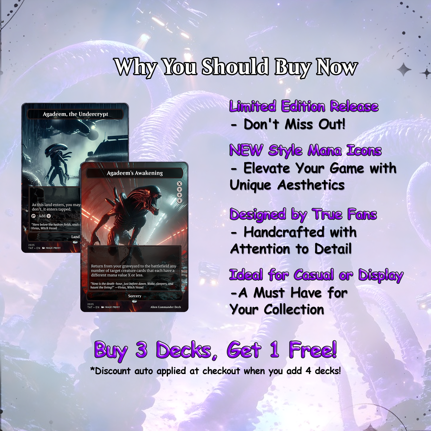 Alien Commander Deck • Alien Mtg Proxy Deck • Mtg Commander Deck • Custom MTG card • Magic The Gathering • Mtg Proxy Commander