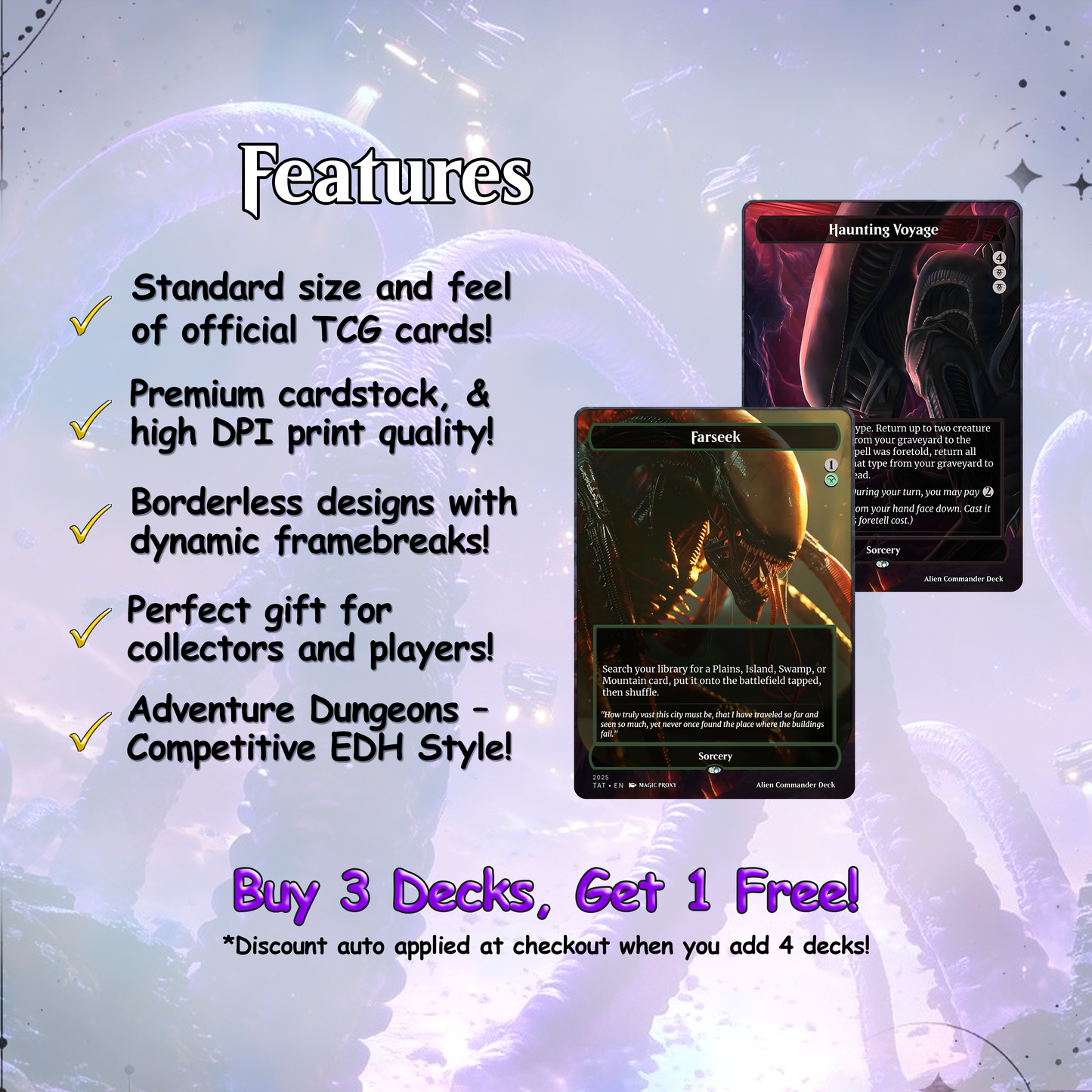 Alien Commander Deck • Alien Mtg Proxy Deck • Mtg Commander Deck • Custom MTG card • Magic The Gathering • Mtg Proxy Commander