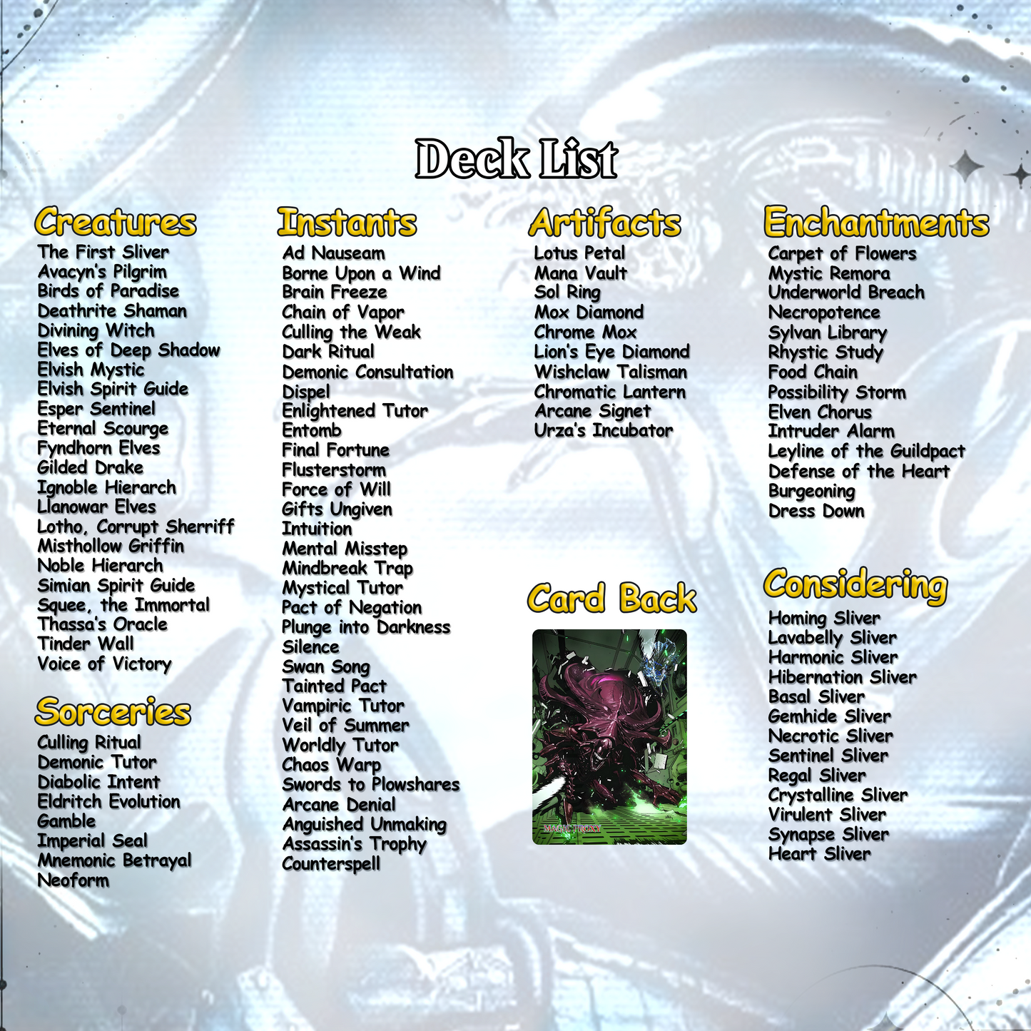 Alien Commander cEDH Deck - Alien Commander Magic Commander - Magic Proxy Deck with 170+ Unique Cards - Custom Cards MTG Proxy for Casual Play