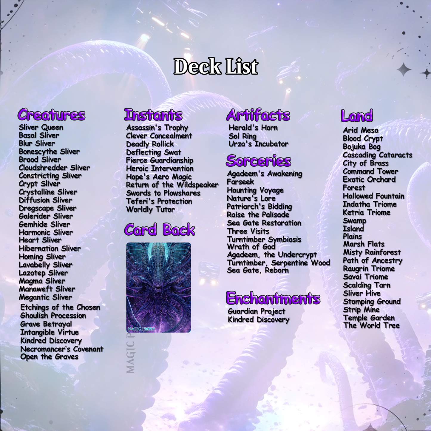 Alien Commander Deck • Alien Mtg Proxy Deck • Mtg Commander Deck • Custom MTG card • Magic The Gathering • Mtg Proxy Commander