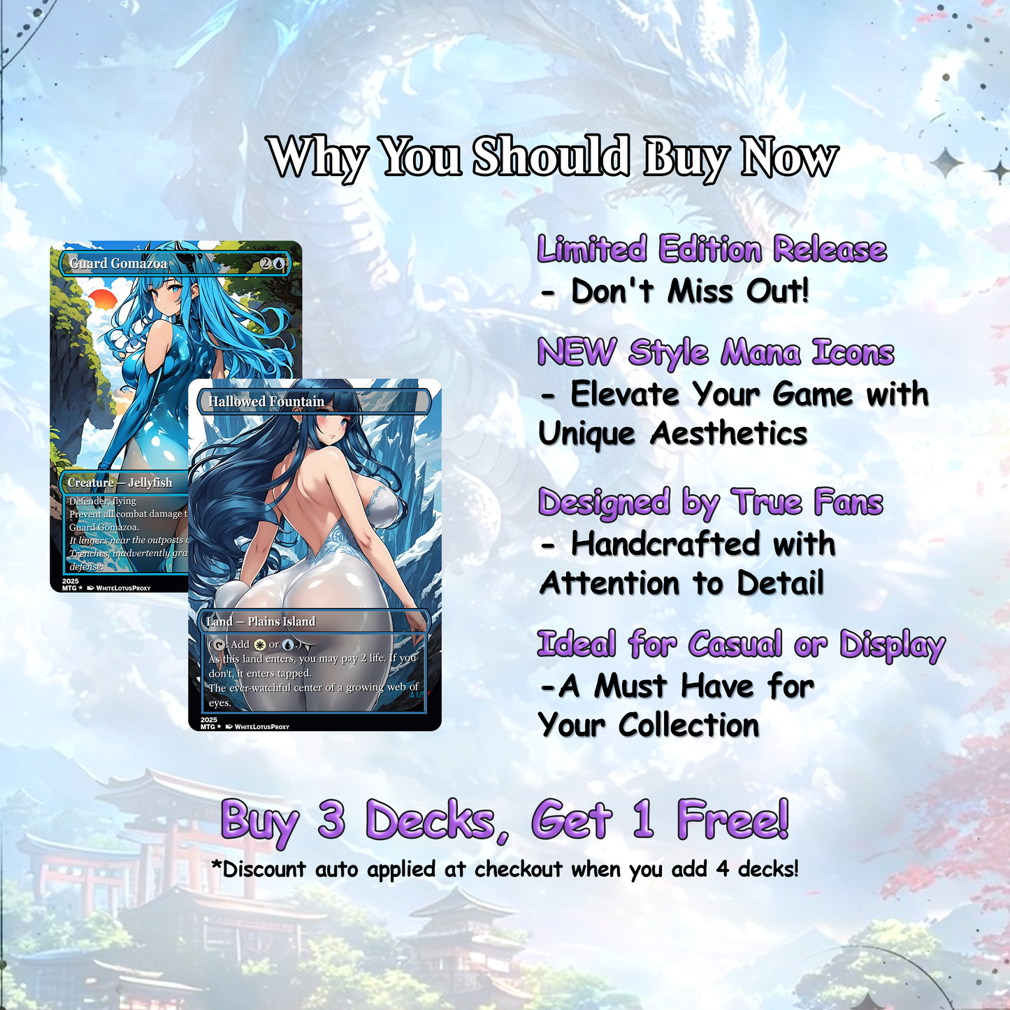 Arcades Walls/Butts Themed Defender Tribal Anime Waifu Proxy Commander Deck Custom Proxy EDH Defender English High Quality Cards