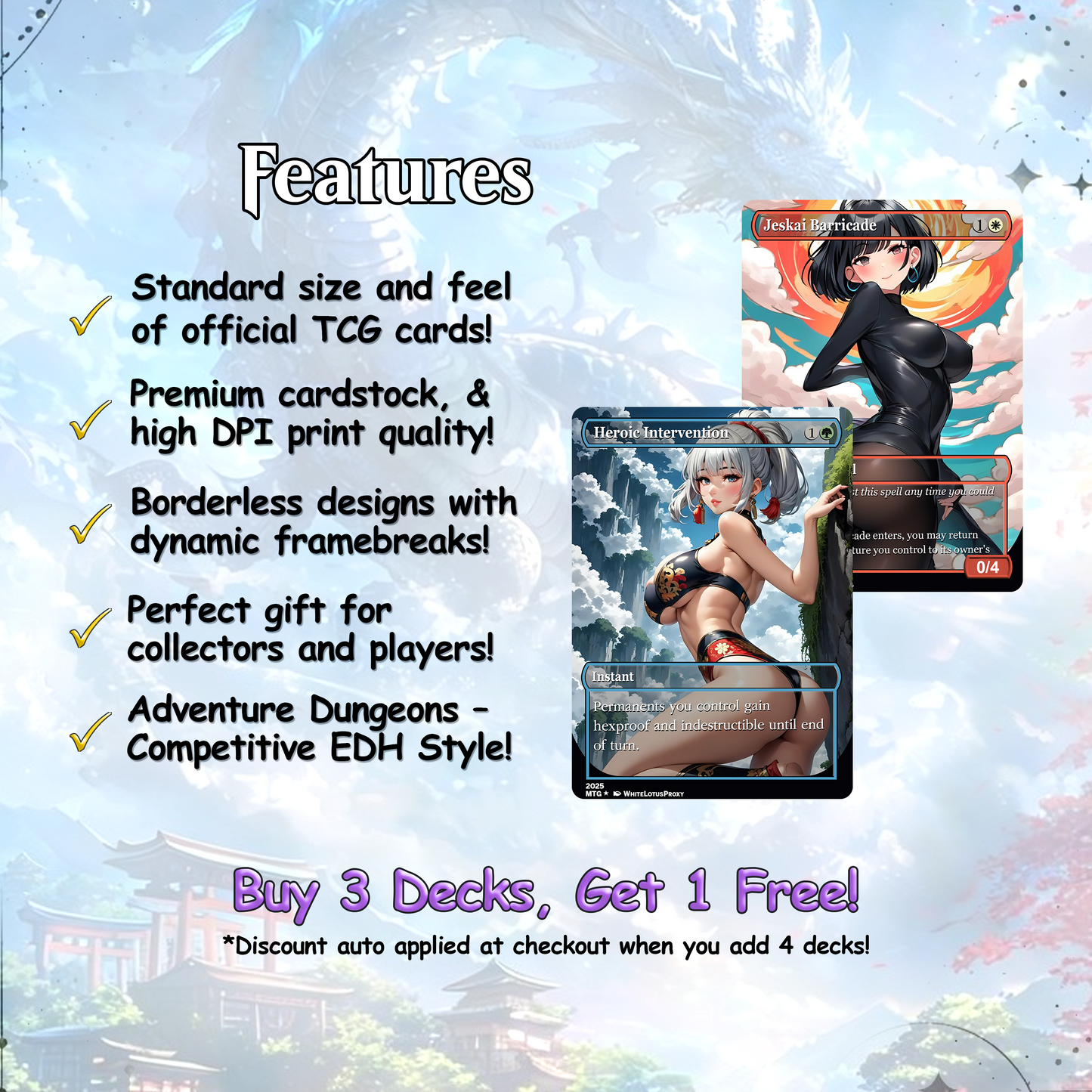Arcades Walls/Butts Themed Defender Tribal Anime Waifu Proxy Commander Deck Custom Proxy EDH Defender English High Quality Cards
