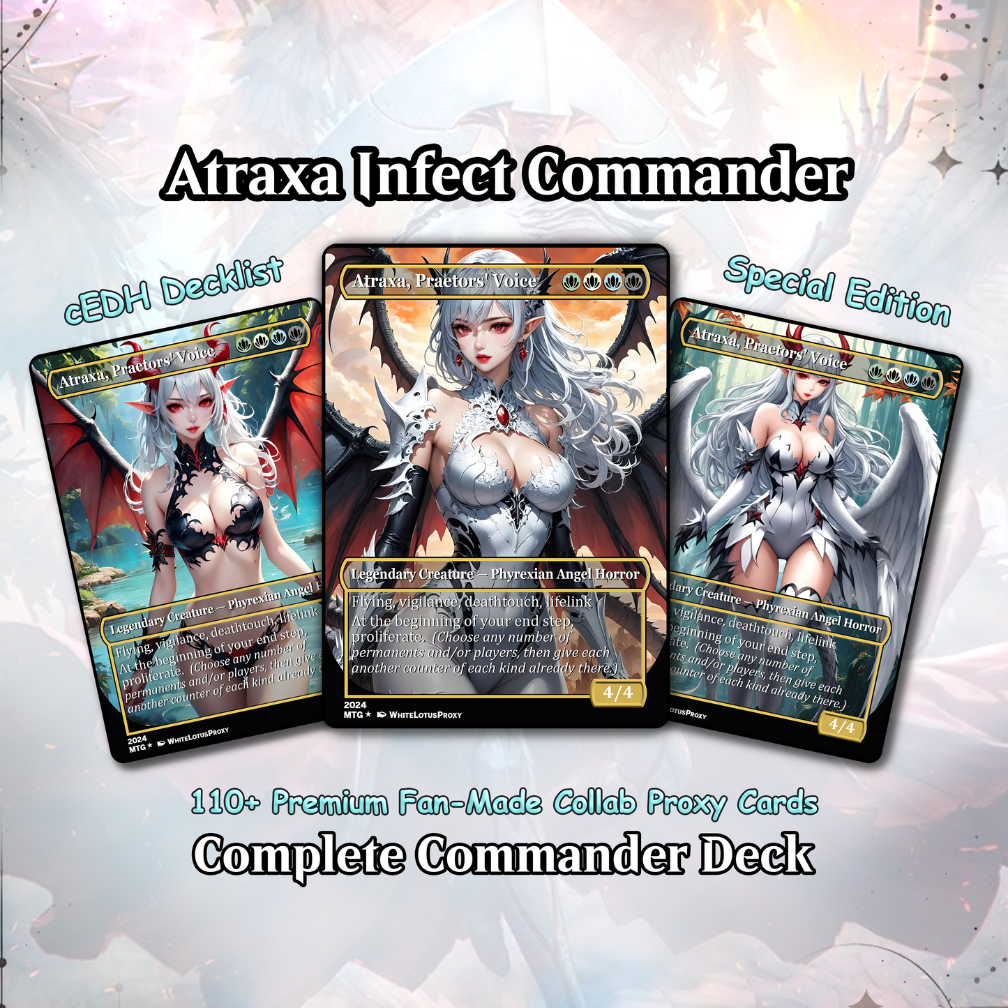 Atraxa INFECT Anime Waifu Ready to Play Proxy Commander Deck Custom Proxy EDH Phyrexian Tribal English High Quality Cards