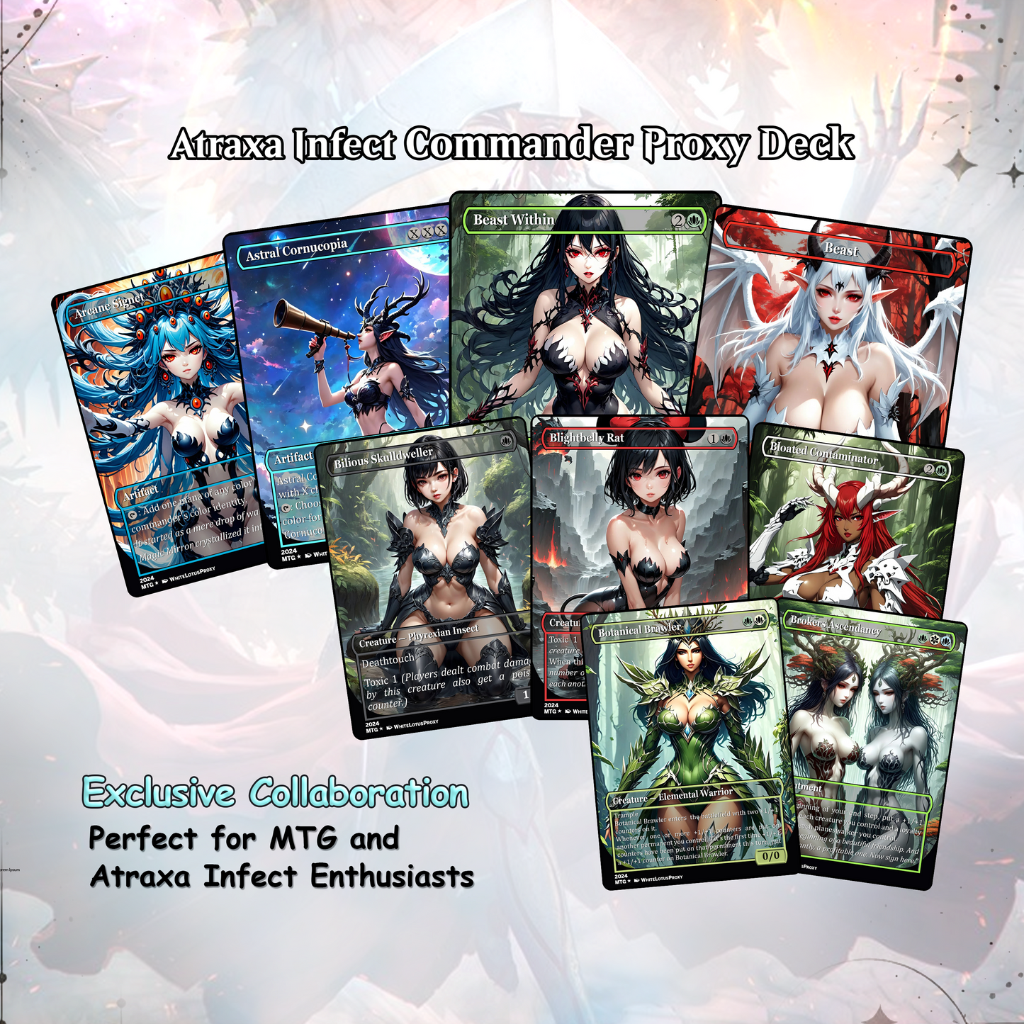 Atraxa INFECT Anime Waifu Ready to Play Proxy Commander Deck Custom Proxy EDH Phyrexian Tribal English High Quality Cards