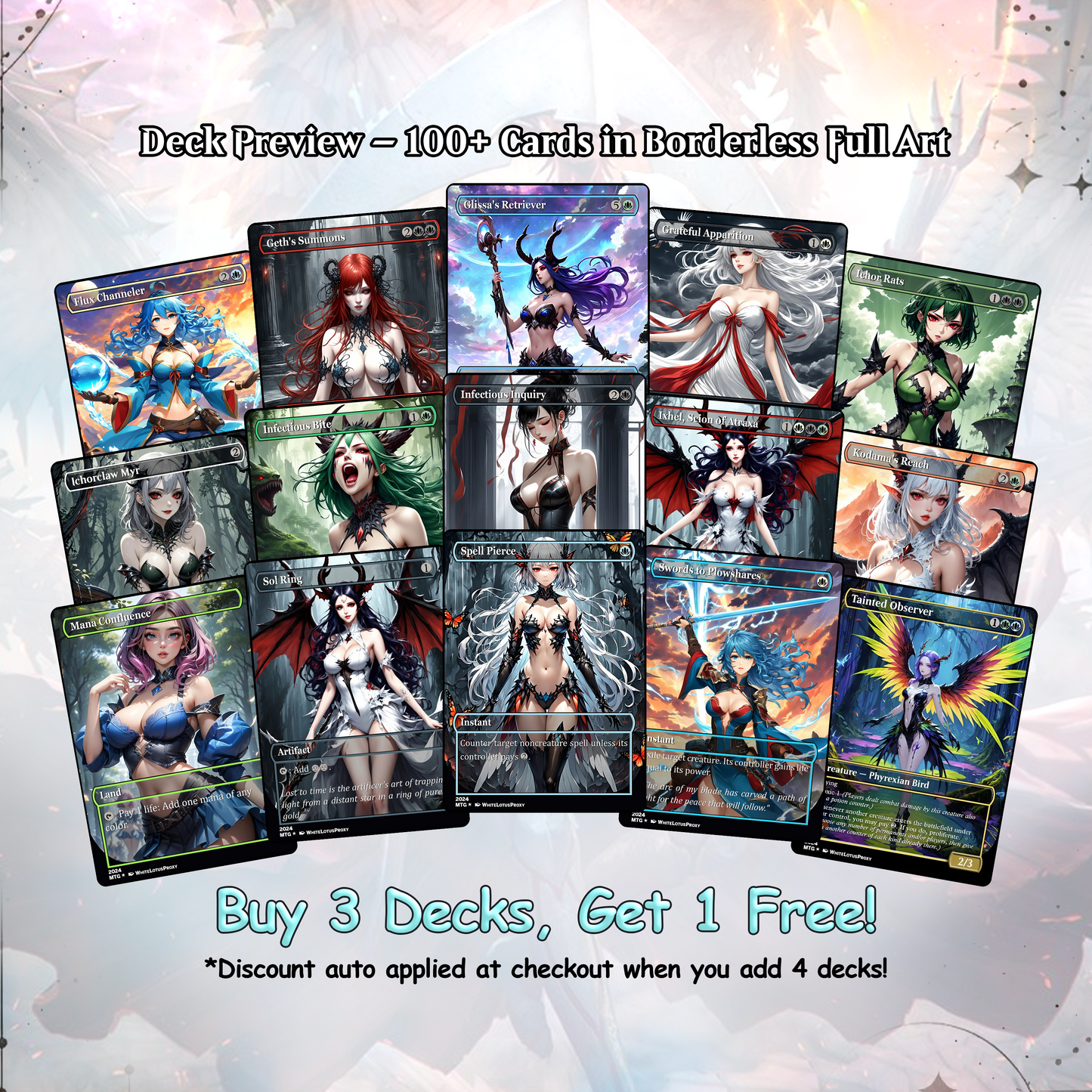 Atraxa INFECT Anime Waifu Ready to Play Proxy Commander Deck Custom Proxy EDH Phyrexian Tribal English High Quality Cards