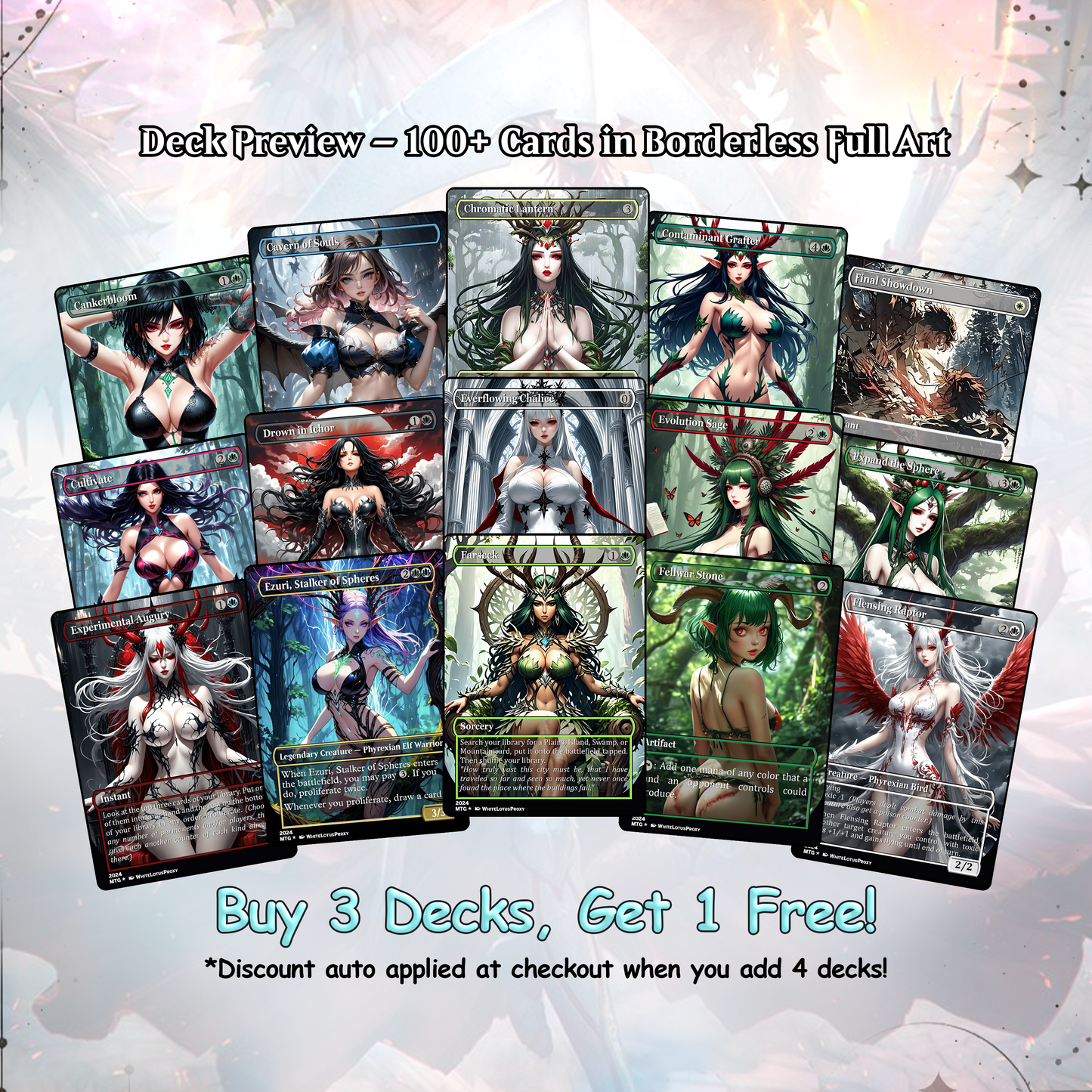 Atraxa INFECT Anime Waifu Ready to Play Proxy Commander Deck Custom Proxy EDH Phyrexian Tribal English High Quality Cards