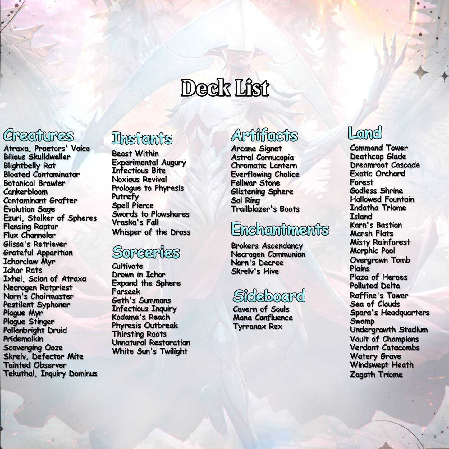 Atraxa INFECT Anime Waifu Ready to Play Proxy Commander Deck Custom Proxy EDH Phyrexian Tribal English High Quality Cards