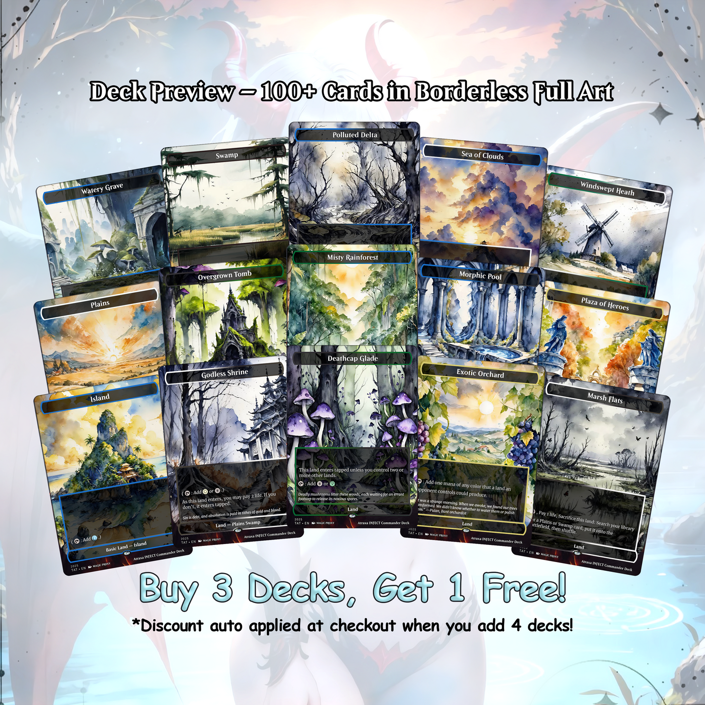 Atraxa INFECT Anime Waifu Ready to Play Proxy Commander Deck Custom Proxy EDH Phyrexian Tribal English High Quality Cards