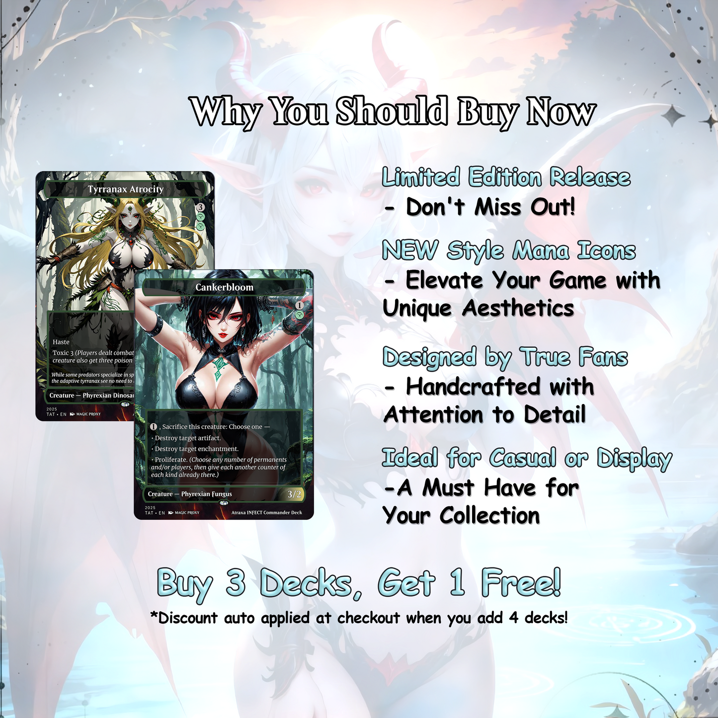 Atraxa INFECT Anime Waifu Ready to Play Proxy Commander Deck Custom Proxy EDH Phyrexian Tribal English High Quality Cards
