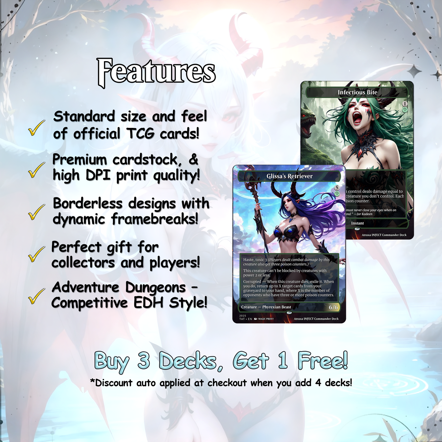 Atraxa INFECT Anime Waifu Ready to Play Proxy Commander Deck Custom Proxy EDH Phyrexian Tribal English High Quality Cards