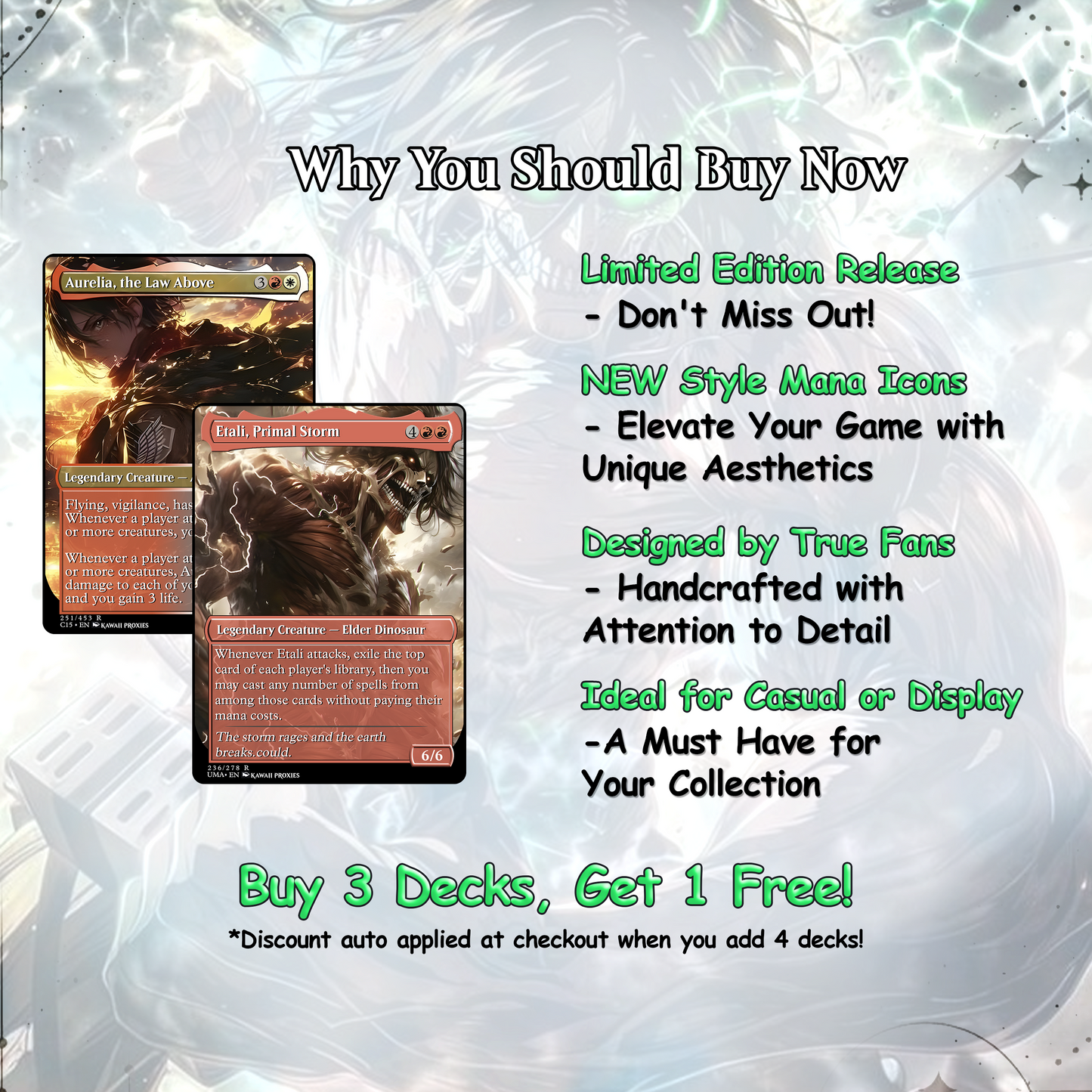Attack on Titan MTG Deck - KALEMNE EDH Premium Custom Competitive 100+ Cards
