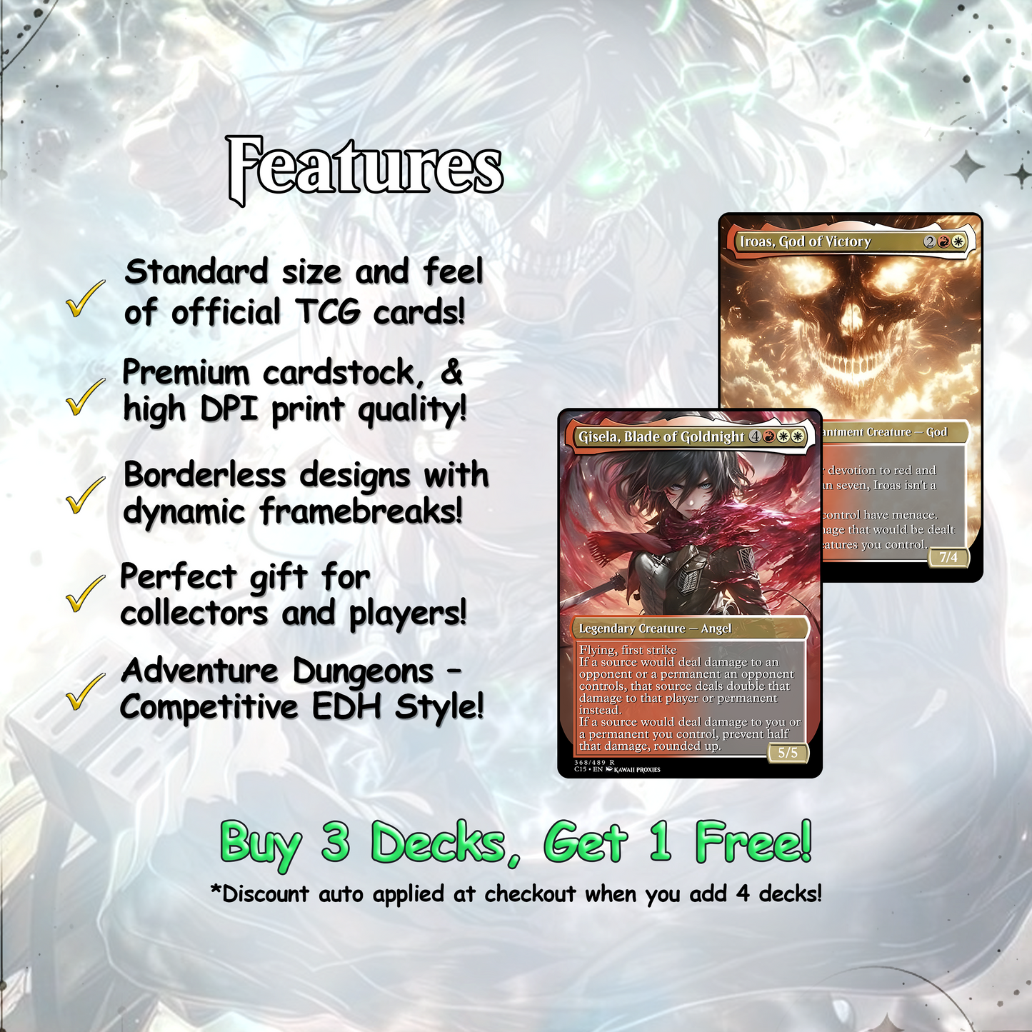 Attack on Titan MTG Deck - KALEMNE EDH Premium Custom Competitive 100+ Cards