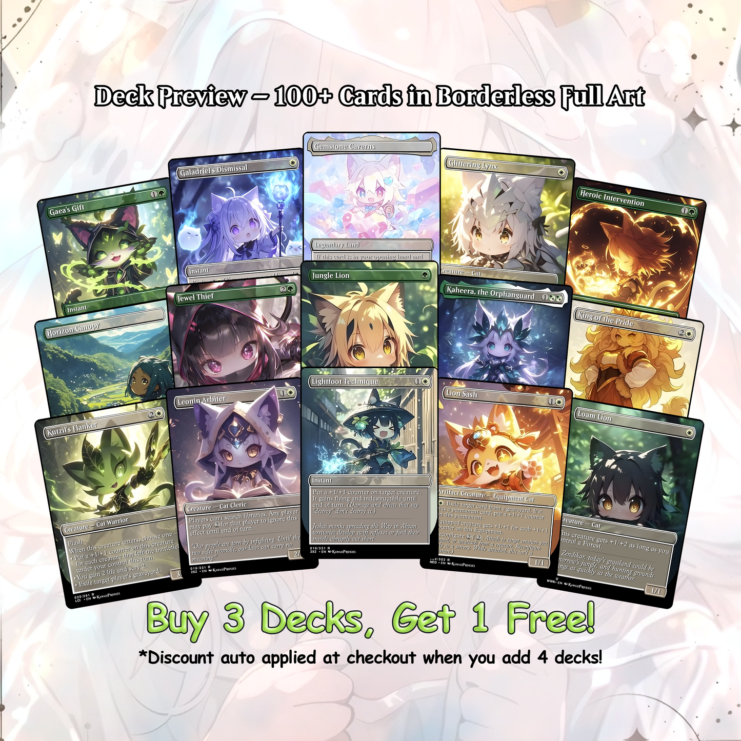 Chibi Catgirl MTG Deck - Arahbo EDH | Competitive Roar of the World | 100+ Premium Custom Cards