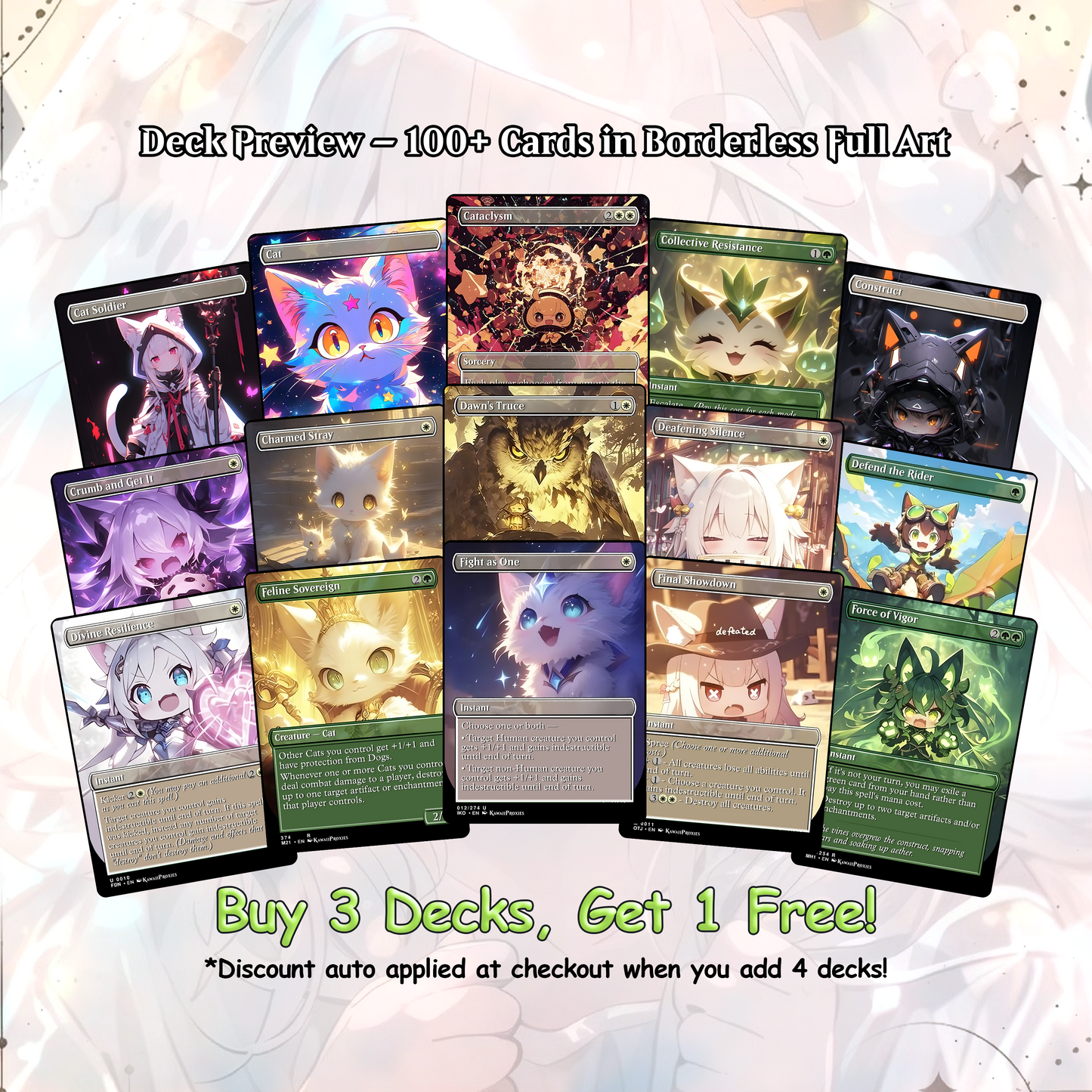 Chibi Catgirl MTG Deck - Arahbo EDH | Competitive Roar of the World | 100+ Premium Custom Cards