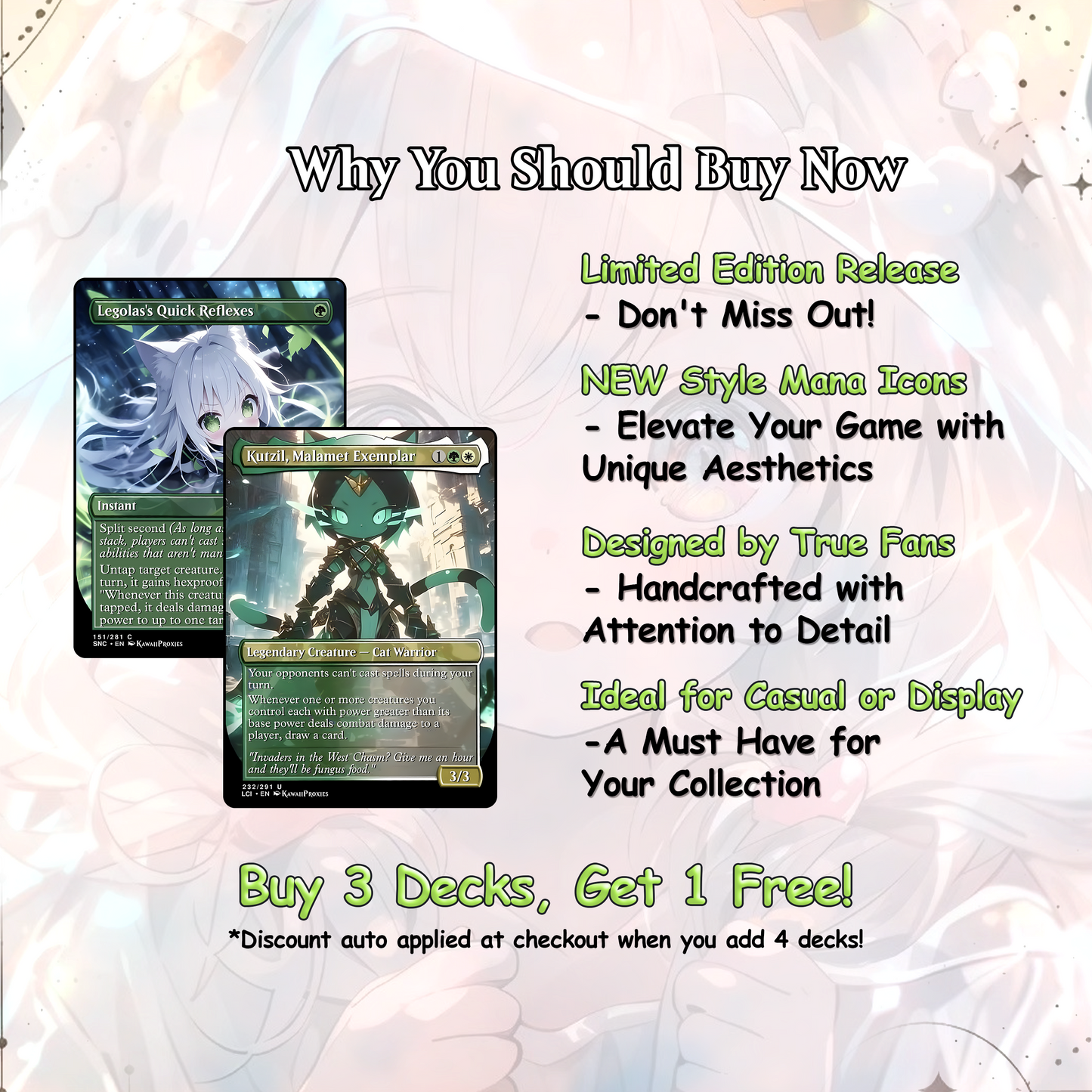 Chibi Catgirl MTG Deck - Arahbo EDH | Competitive Roar of the World | 100+ Premium Custom Cards