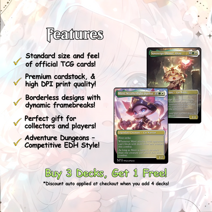 Chibi Catgirl MTG Deck - Arahbo EDH | Competitive Roar of the World | 100+ Premium Custom Cards