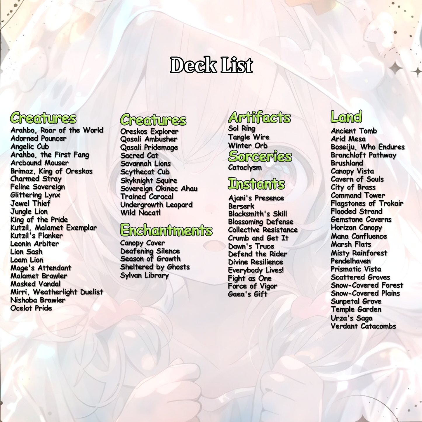 Chibi Catgirl MTG Deck - Arahbo EDH | Competitive Roar of the World | 100+ Premium Custom Cards