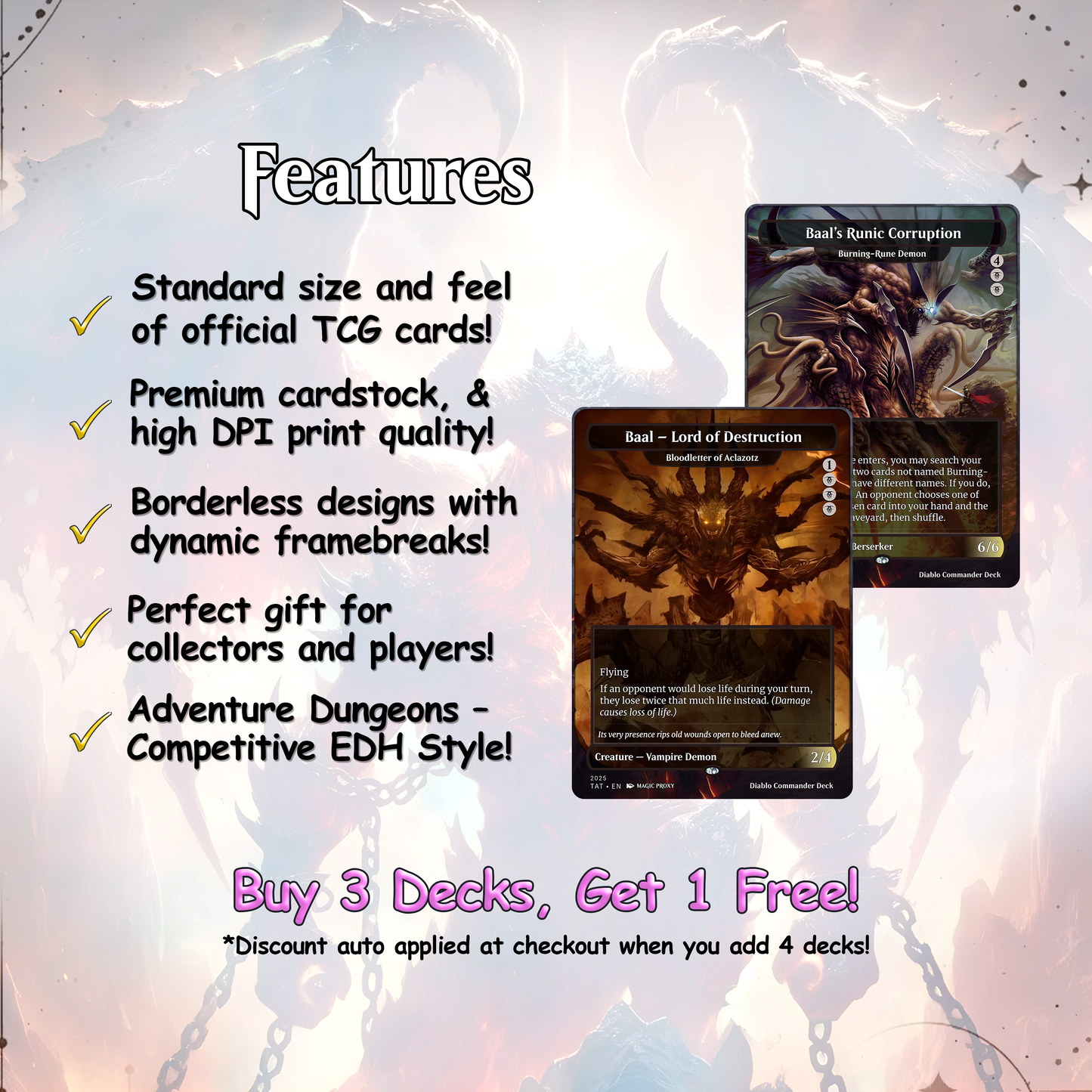 Diablo Commander cEDH Deck - Diablo Commander Magic Commander - Magic Proxy Deck with 170+ Unique Cards - Custom Cards MTG Proxy for Casual Play