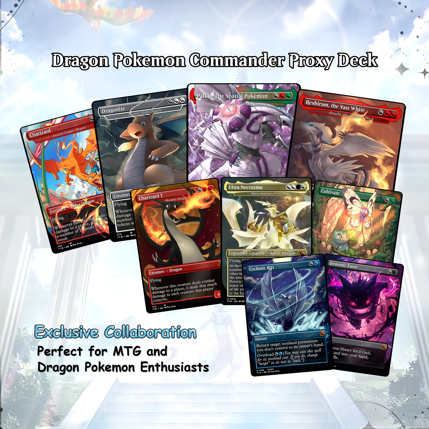 The Ur-Dragon EDH Proxy Deck - P.o.k.é.m.o.n Art, Tarkir Dragonstorm, Dragon Tribal Commander