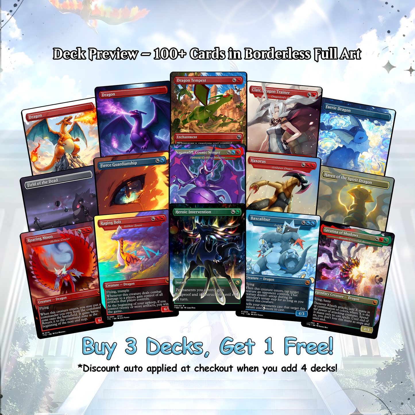 The Ur-Dragon EDH Proxy Deck - P.o.k.é.m.o.n Art, Tarkir Dragonstorm, Dragon Tribal Commander