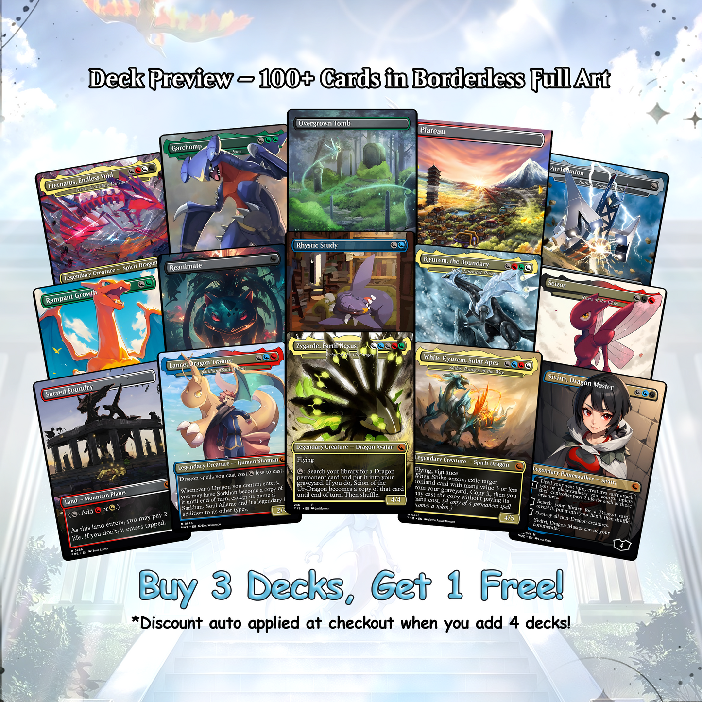 The Ur-Dragon EDH Proxy Deck - P.o.k.é.m.o.n Art, Tarkir Dragonstorm, Dragon Tribal Commander