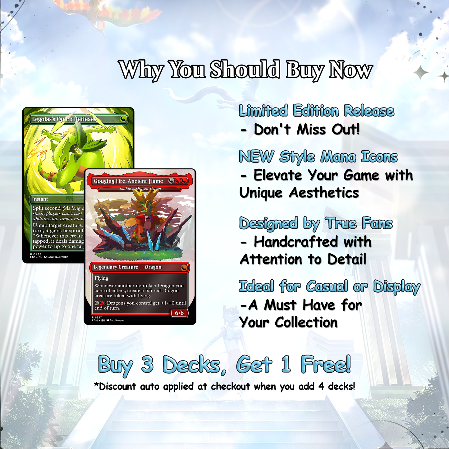 The Ur-Dragon EDH Proxy Deck - P.o.k.é.m.o.n Art, Tarkir Dragonstorm, Dragon Tribal Commander