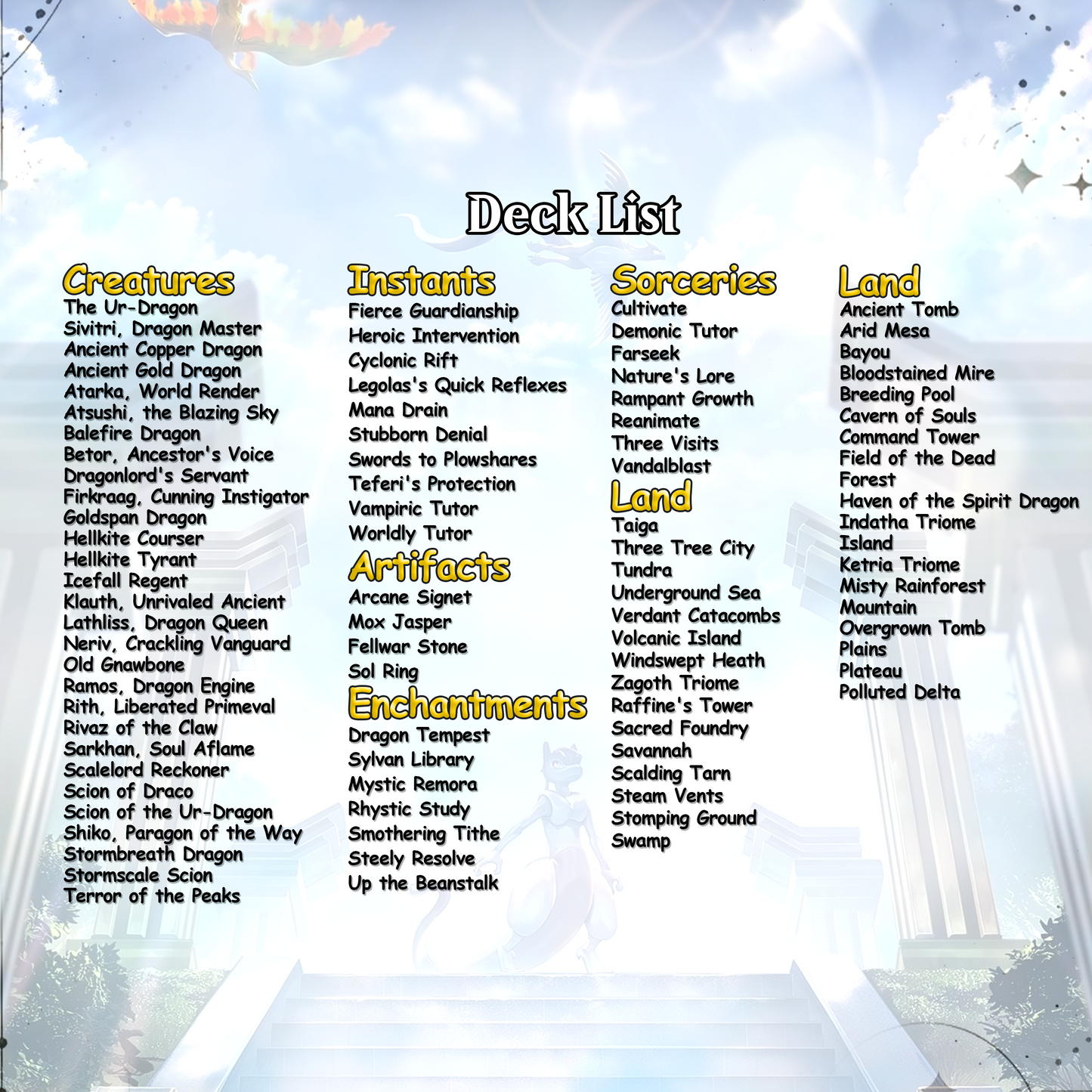 The Ur-Dragon EDH Proxy Deck - P.o.k.é.m.o.n Art, Tarkir Dragonstorm, Dragon Tribal Commander