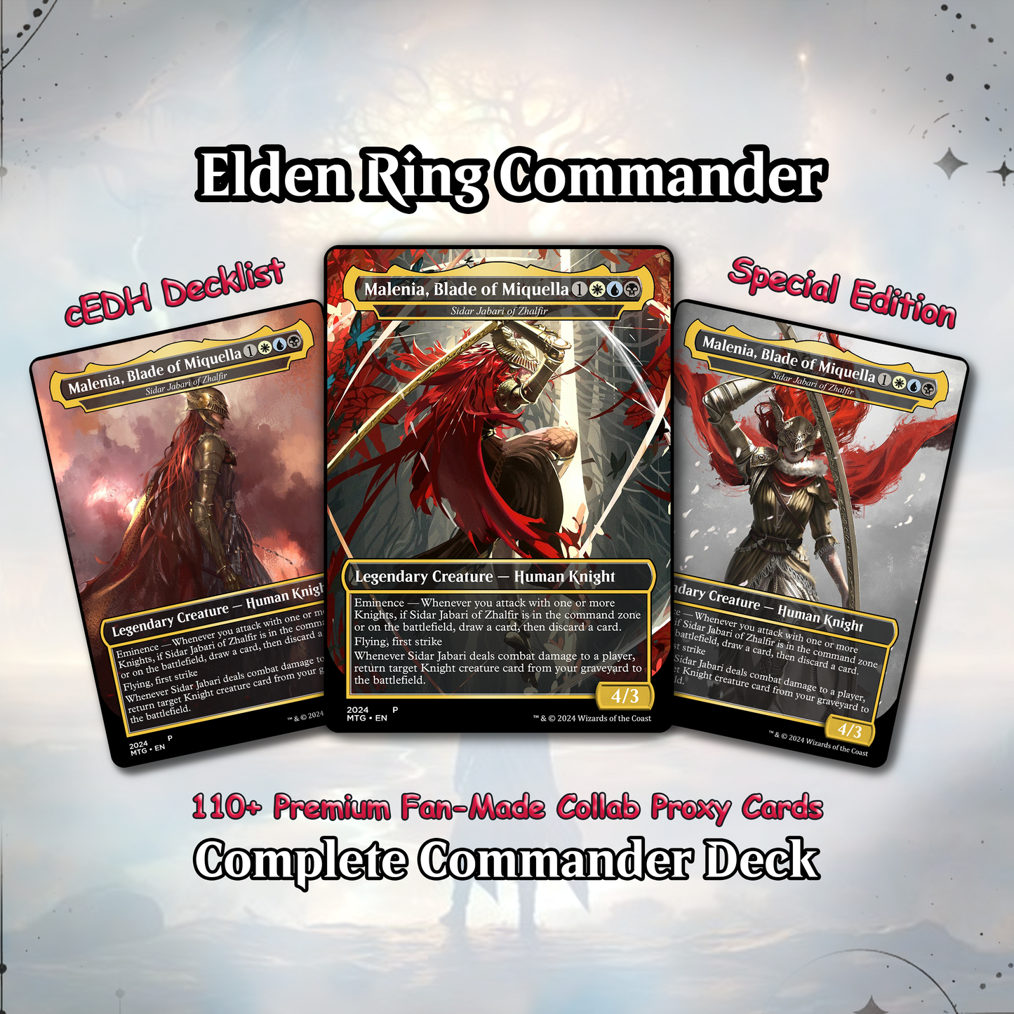 Elden Ring Commander Deck • Elden Ring  Mtg Proxy Deck • Mtg Commander Deck • Custom MTG card • Sidar Jabari of Zhalfir • Mtg Proxy Commander
