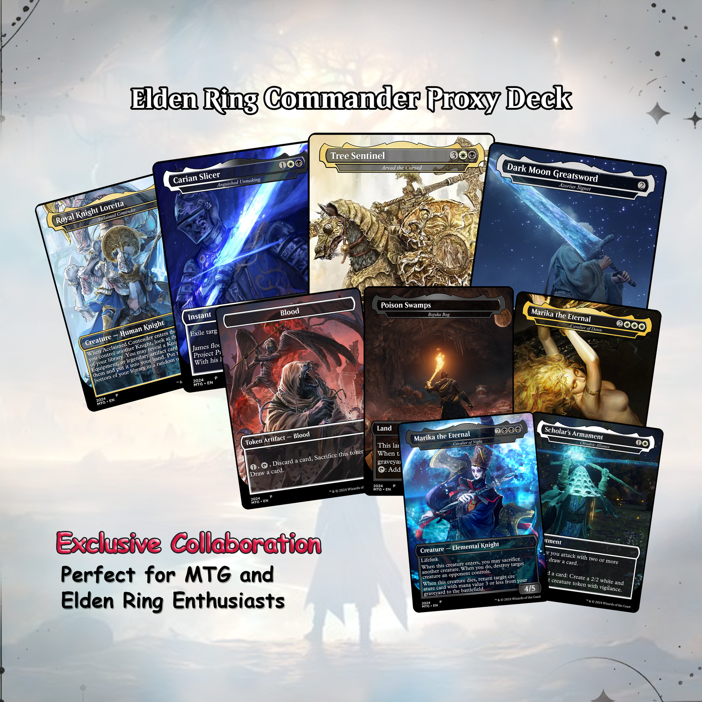 Elden Ring Commander Deck • Elden Ring  Mtg Proxy Deck • Mtg Commander Deck • Custom MTG card • Sidar Jabari of Zhalfir • Mtg Proxy Commander