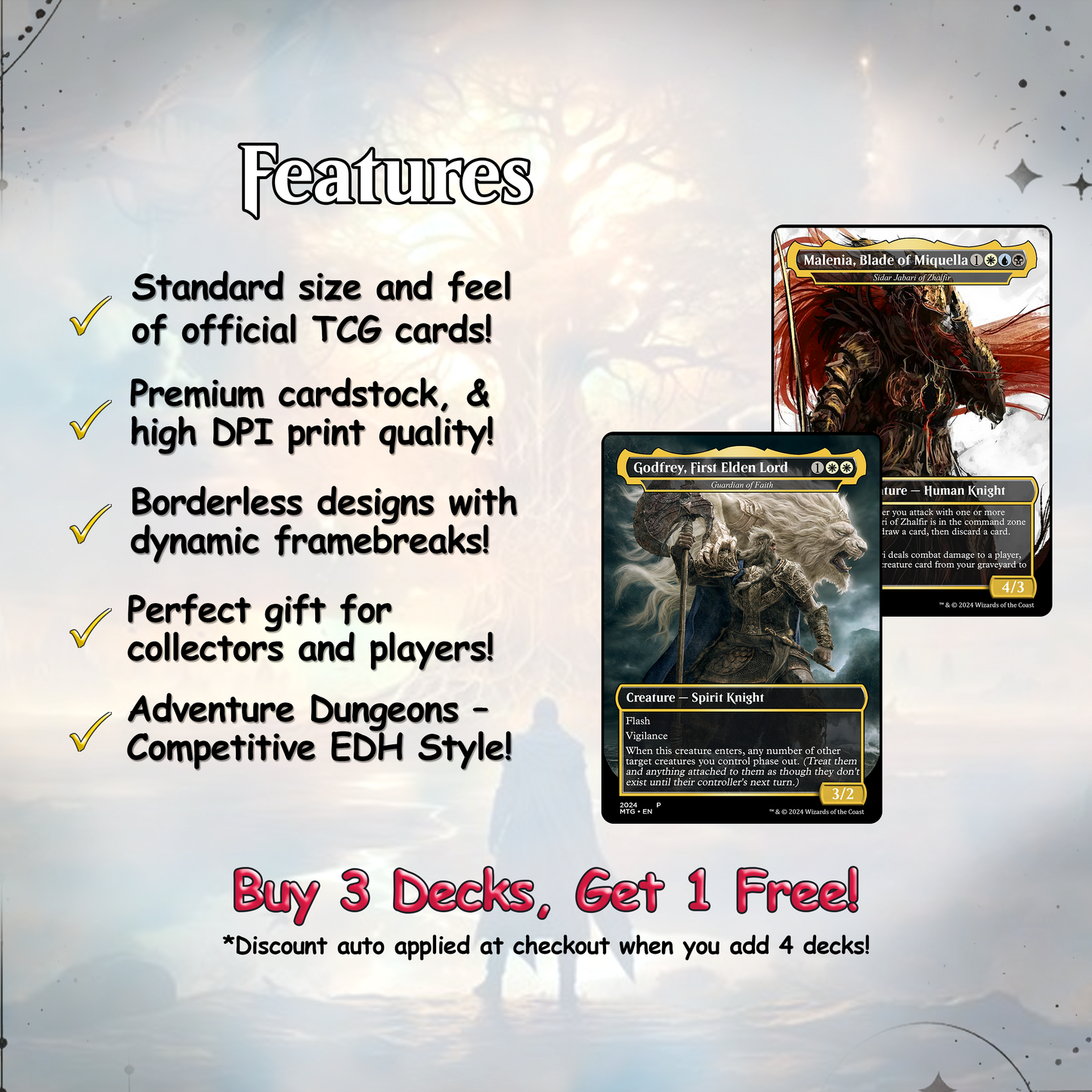 Elden Ring Commander Deck • Elden Ring  Mtg Proxy Deck • Mtg Commander Deck • Custom MTG card • Sidar Jabari of Zhalfir • Mtg Proxy Commander