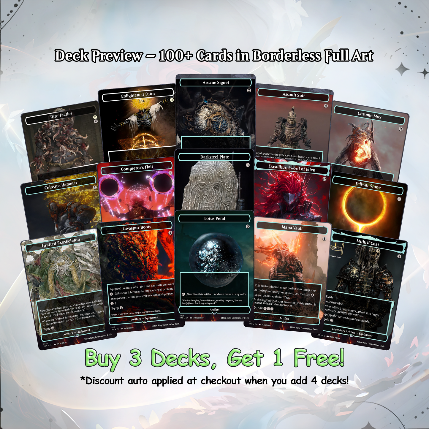 Elden Ring Commander cEDH Deck - Elden Ring Commander Magic Commander - Magic Proxy Deck with 160+ Unique Cards - Custom Cards MTG Proxy for Casual Play