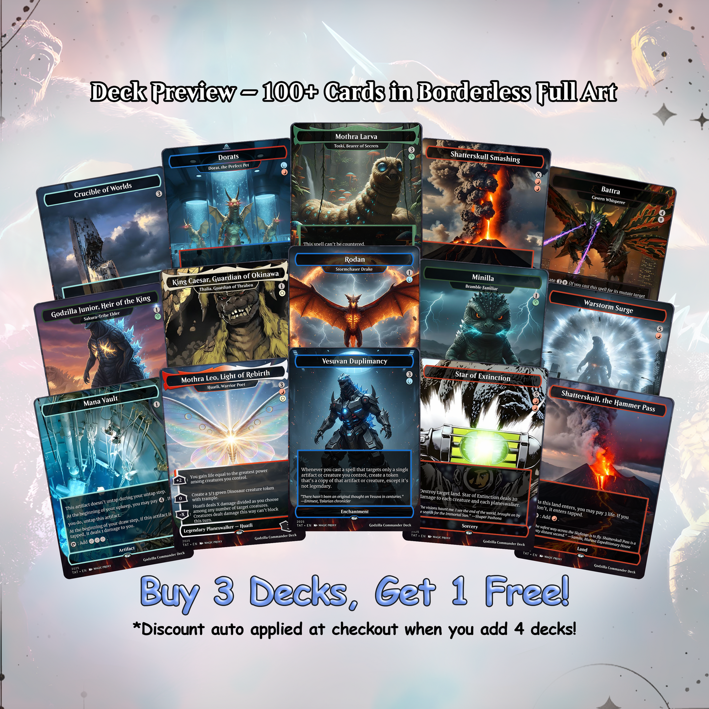 Godzilla Commander cEDH Deck - Godzilla  Commander Magic Commander - Magic Proxy Deck with 170+ Unique Cards - Custom Cards MTG Proxy for Casual Play